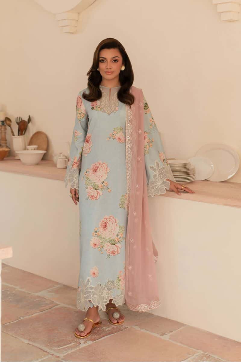 Embroidered Printed lawn silk and chiffon Printed lawn embroidered 3 Piece Ready-to-Wear Suit