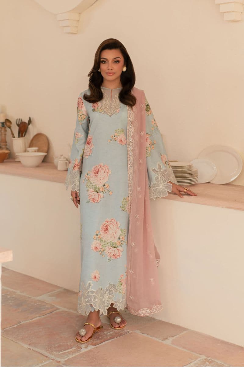 Embroidered Printed lawn silk and chiffon Printed lawn embroidered 3 Piece Ready-to-Wear Suit thumbnail