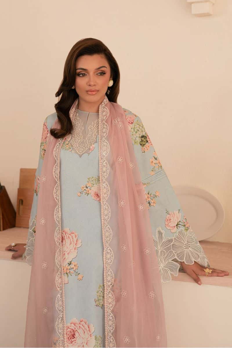 Embroidered Printed lawn silk and chiffon Printed lawn embroidered 3 Piece Ready-to-Wear Suit - alternate view