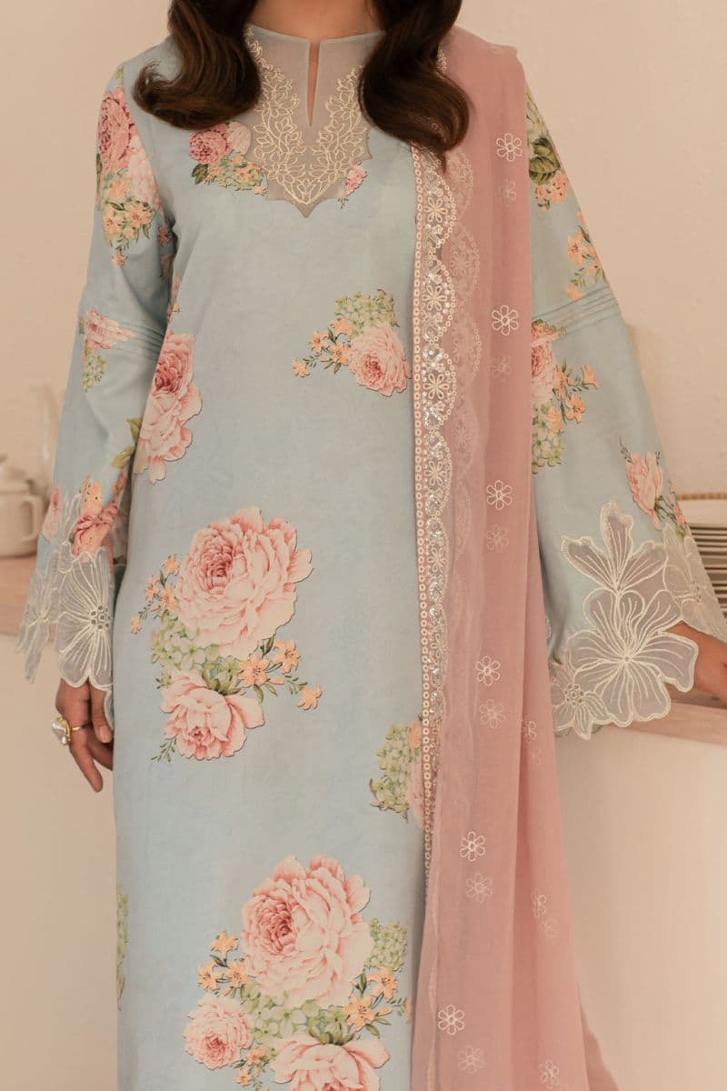 Embroidered Printed lawn silk and chiffon Printed lawn embroidered 3 Piece Ready-to-Wear Suit thumbnail