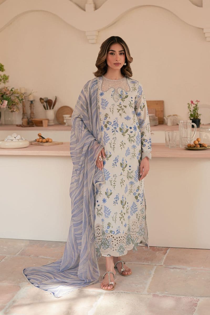 Embroidered Printed lawn silk and chiffon Printed lawn embroidered 3 Piece Ready-to-Wear Suit thumbnail