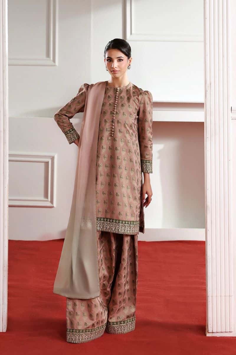Printed Silk 3 Piece Ready-to-Wear Suit
