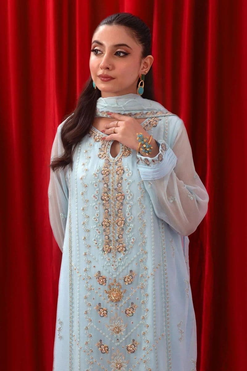 Chiffon Adda + Embroidered 3 Pc Suit thumbnail