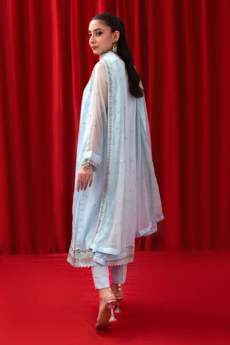 Chiffon Adda + Embroidered 3 Pc Suit thumbnail