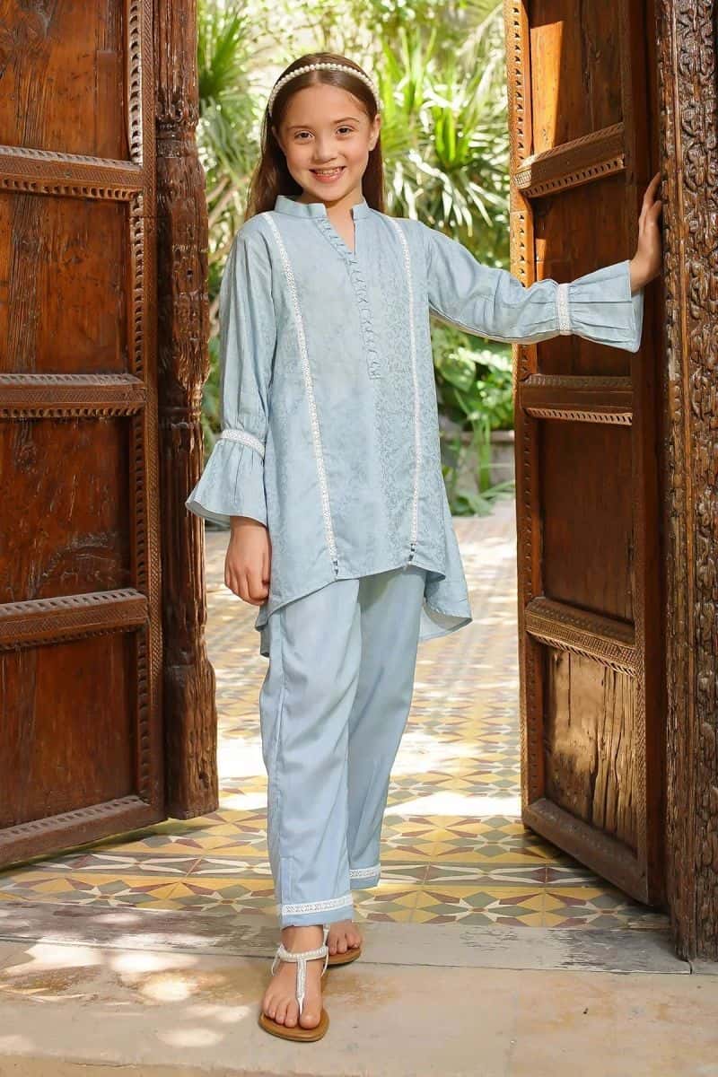 Dobby Cotton Embellished 2 Pc Suit