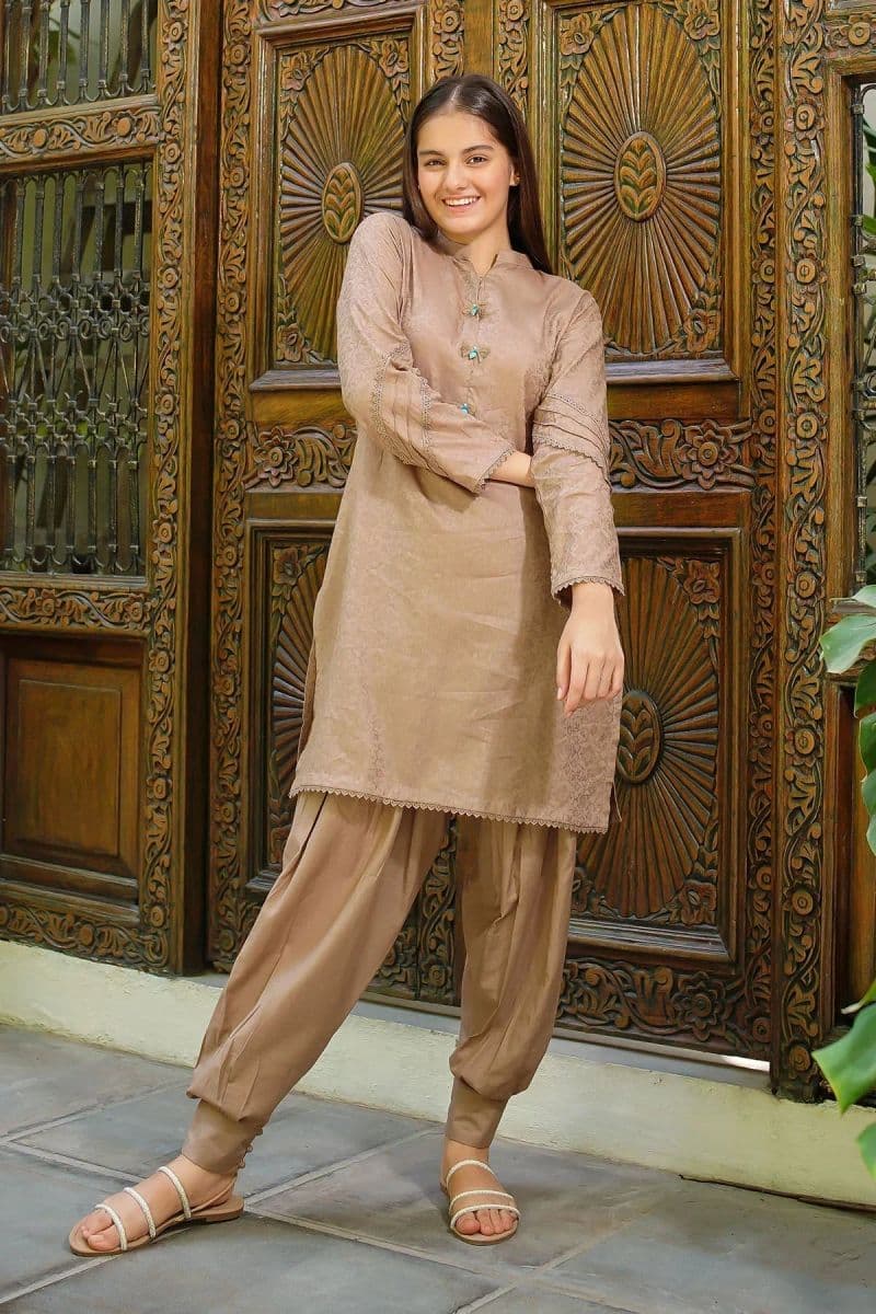 Dobby Cotton Embellished 2 Pc Suit thumbnail