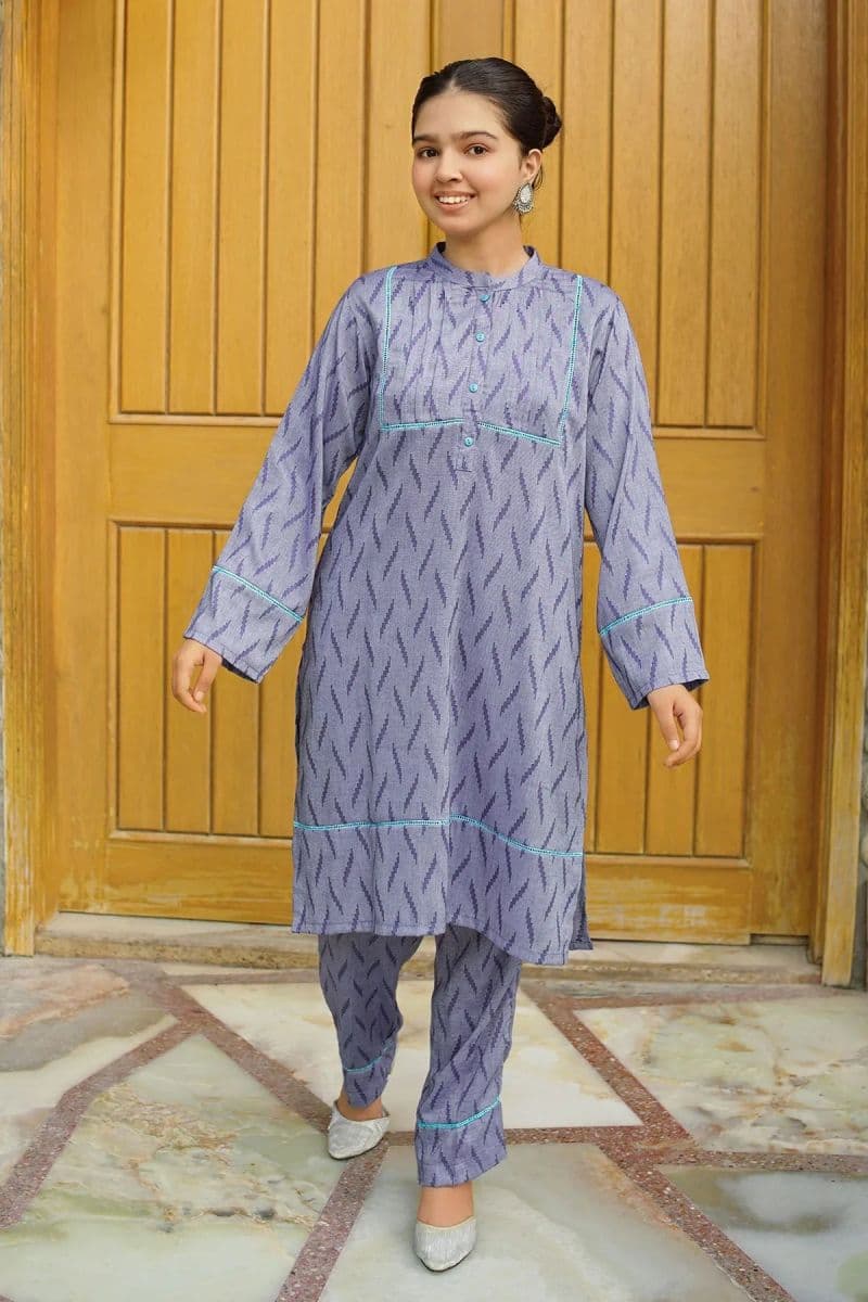 Chambray Cotton Embellished 2 Pc Suit thumbnail