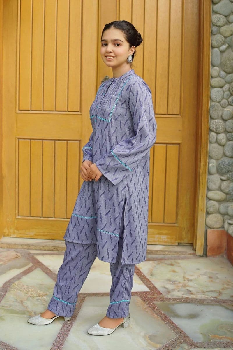 Chambray Cotton Embellished 2 Pc Suit thumbnail