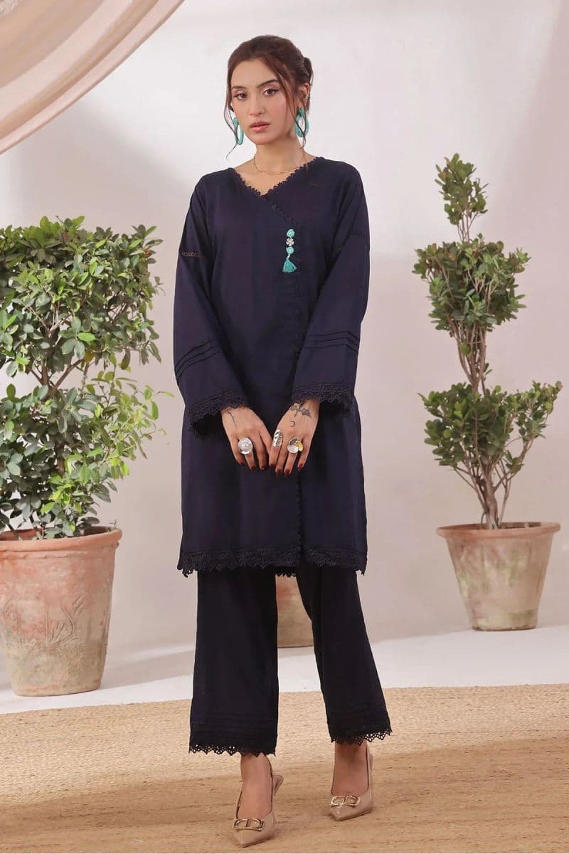 Chambray Cotton Womens 2 Pc Suit thumbnail