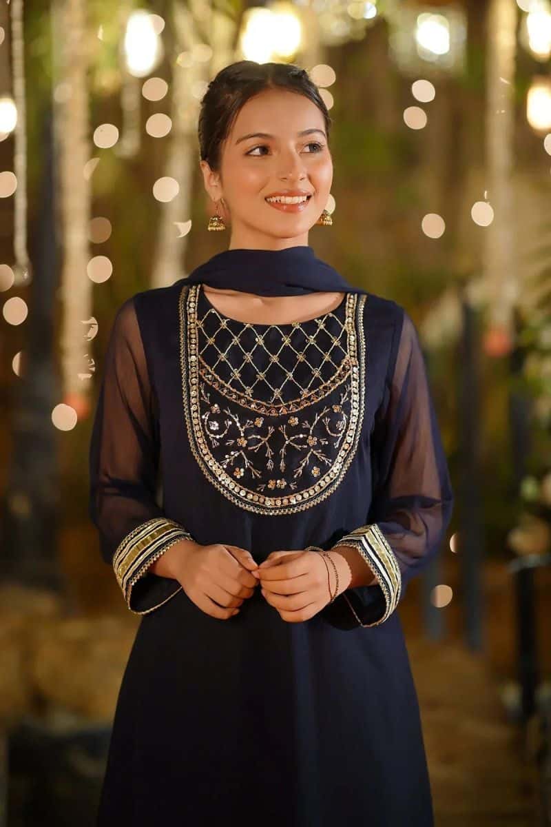 Chiffon Hand Adda Work 3 Pc Suit - alternate view