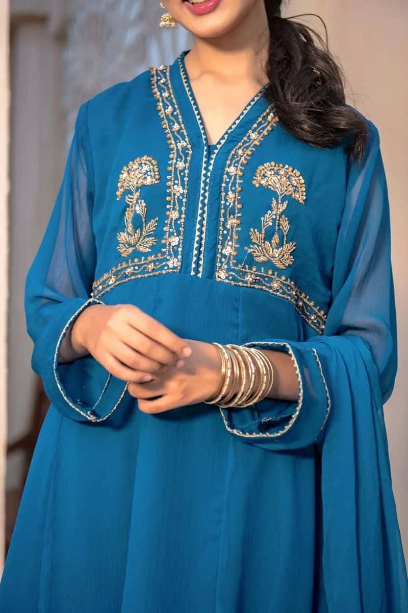 Chiffon Hand Adda Work 3 Pc Suit - alternate view