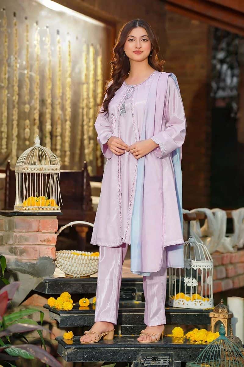 Womens Cotton Silk Hand Adda Work 3 Pc Suit