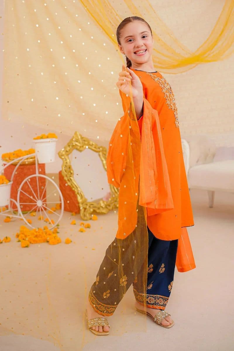 Raw Silk Hand Adda Work 3 Pc Suit thumbnail