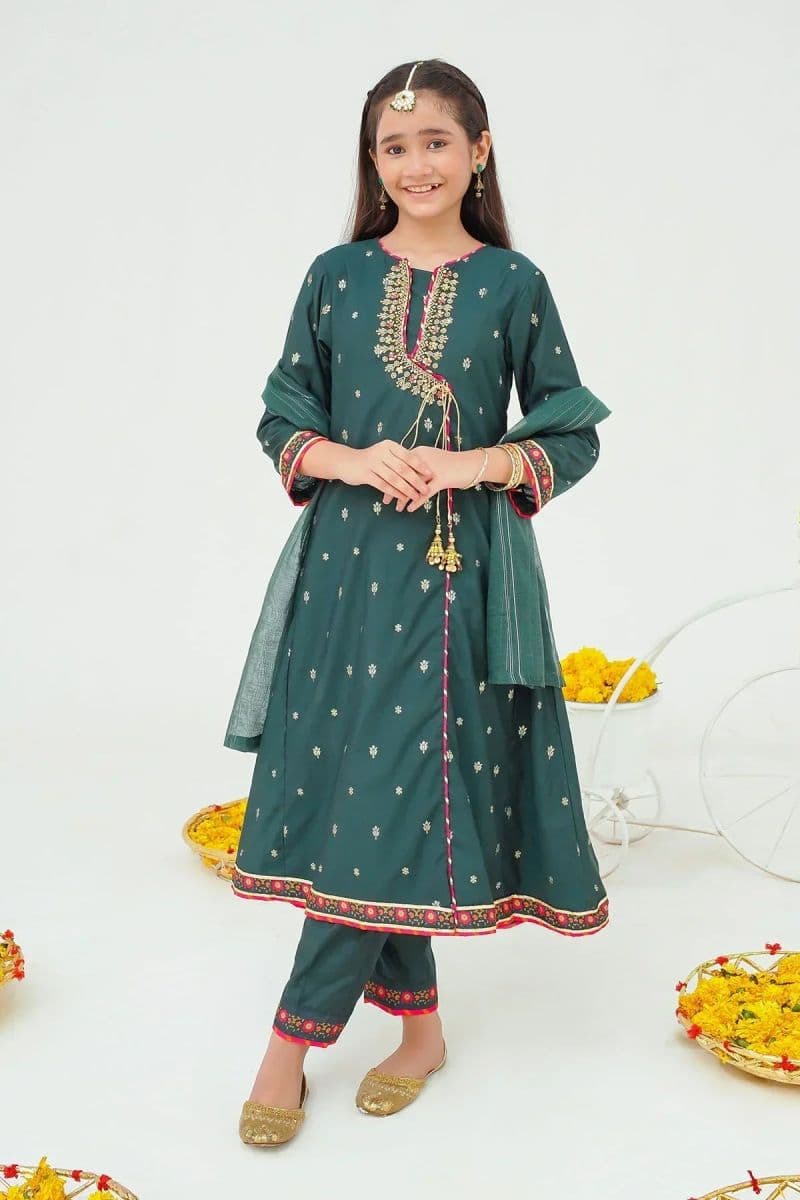 Cotton Jacquard Hand Adda Work 3 Pc Suit thumbnail