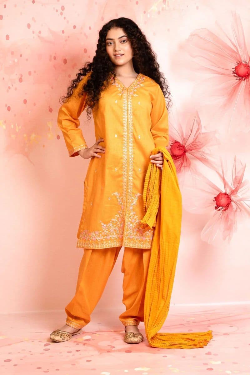 Cotton Embroidered 3 Pc Suit thumbnail