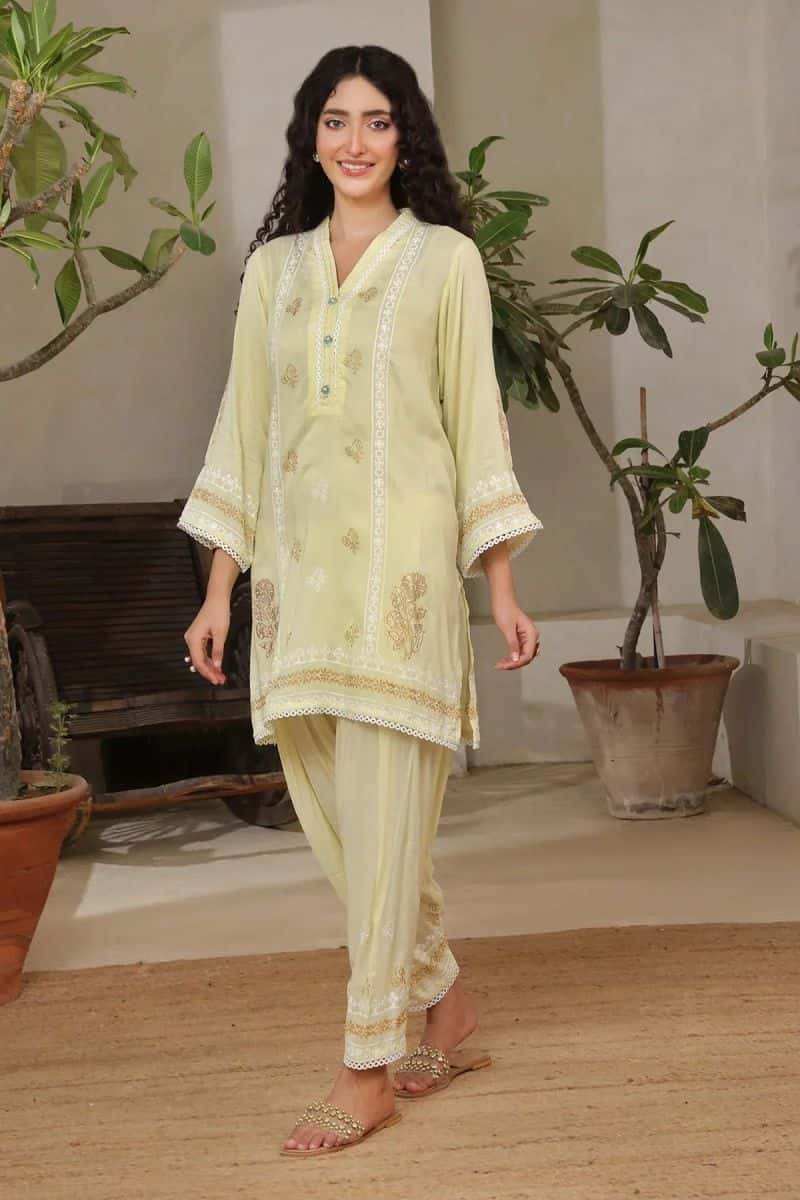 Rod Silk Block Printed Womens 2 Pc Suit