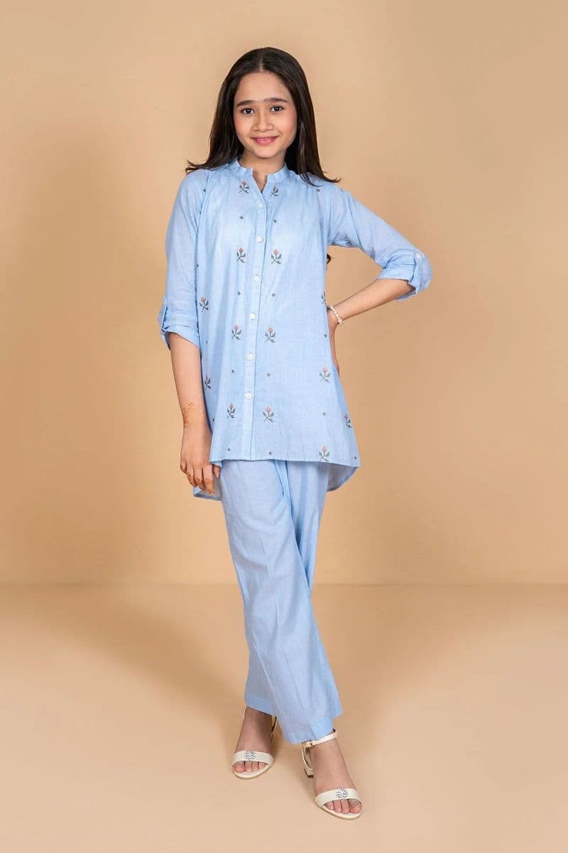 Chambray Cotton Embroidered 2 Pc Suit thumbnail