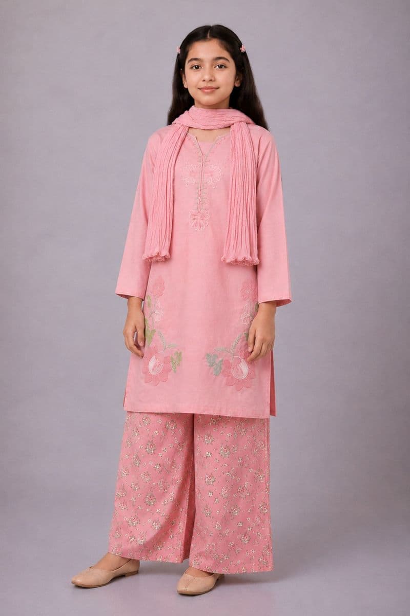 Cotton Embroidered 3 Pc Suit thumbnail