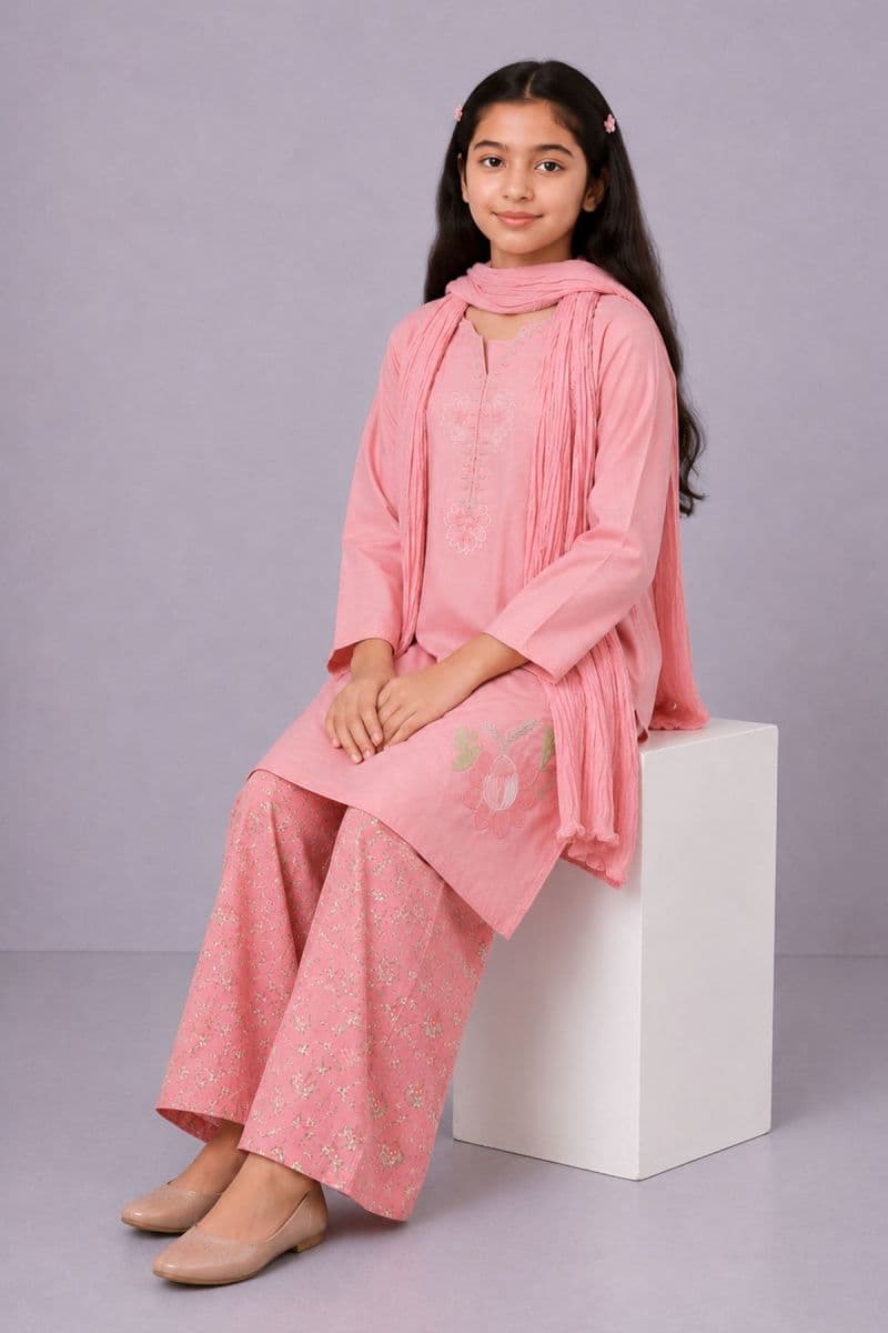 Cotton Embroidered 3 Pc Suit thumbnail