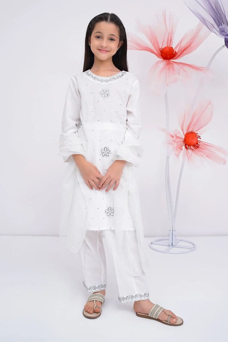 Cotton Chambray Embroidered 3 Pc Suit thumbnail