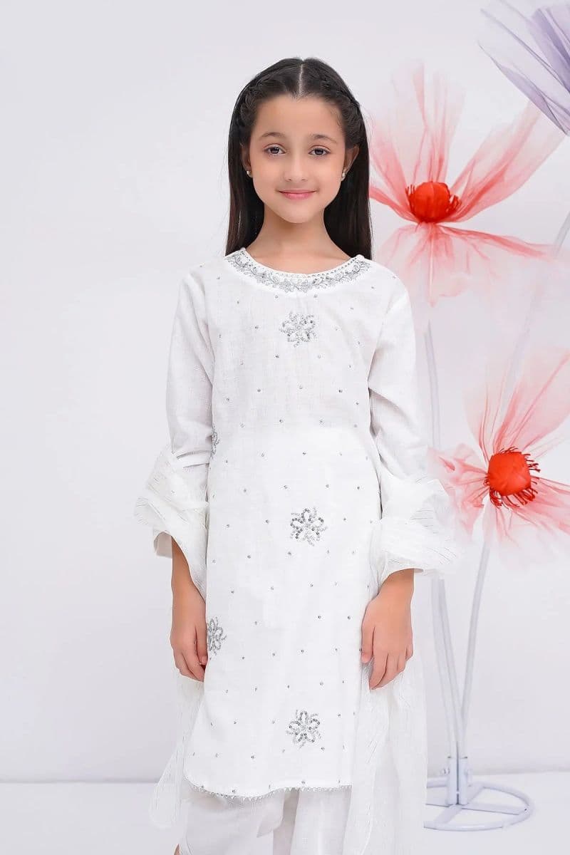 Cotton Chambray Embroidered 3 Pc Suit thumbnail