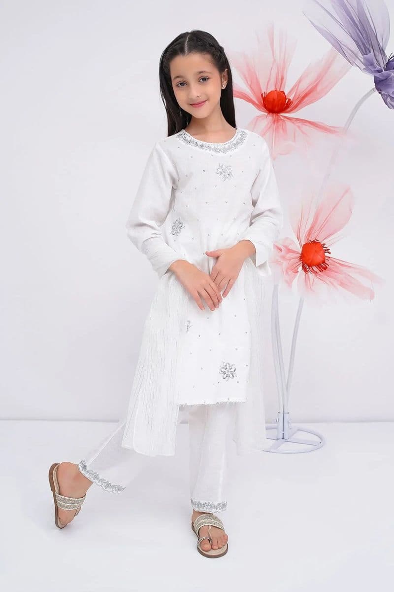 Cotton Chambray Embroidered 3 Pc Suit thumbnail