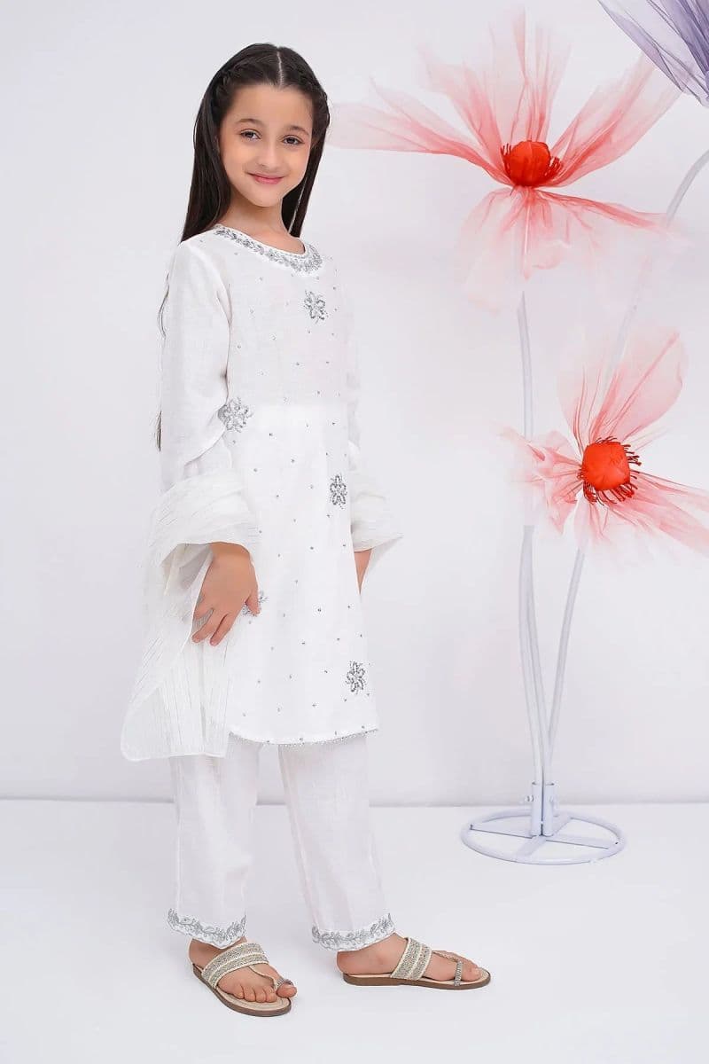 Cotton Chambray Embroidered 3 Pc Suit thumbnail