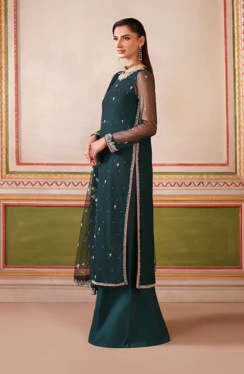 Embroidered Raw Silk Unstitched Suit (HF-02) thumbnail