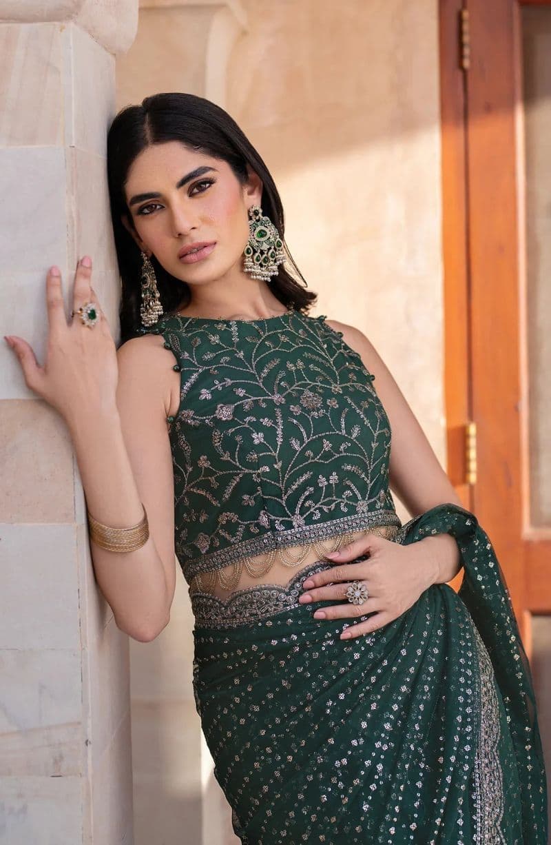 Embroidered Raw Silk Unstitched Suit (SBA-05) thumbnail
