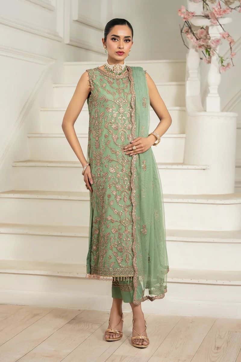 Embroidered Raw Silk Unstitched Suit (ZNAF-06)