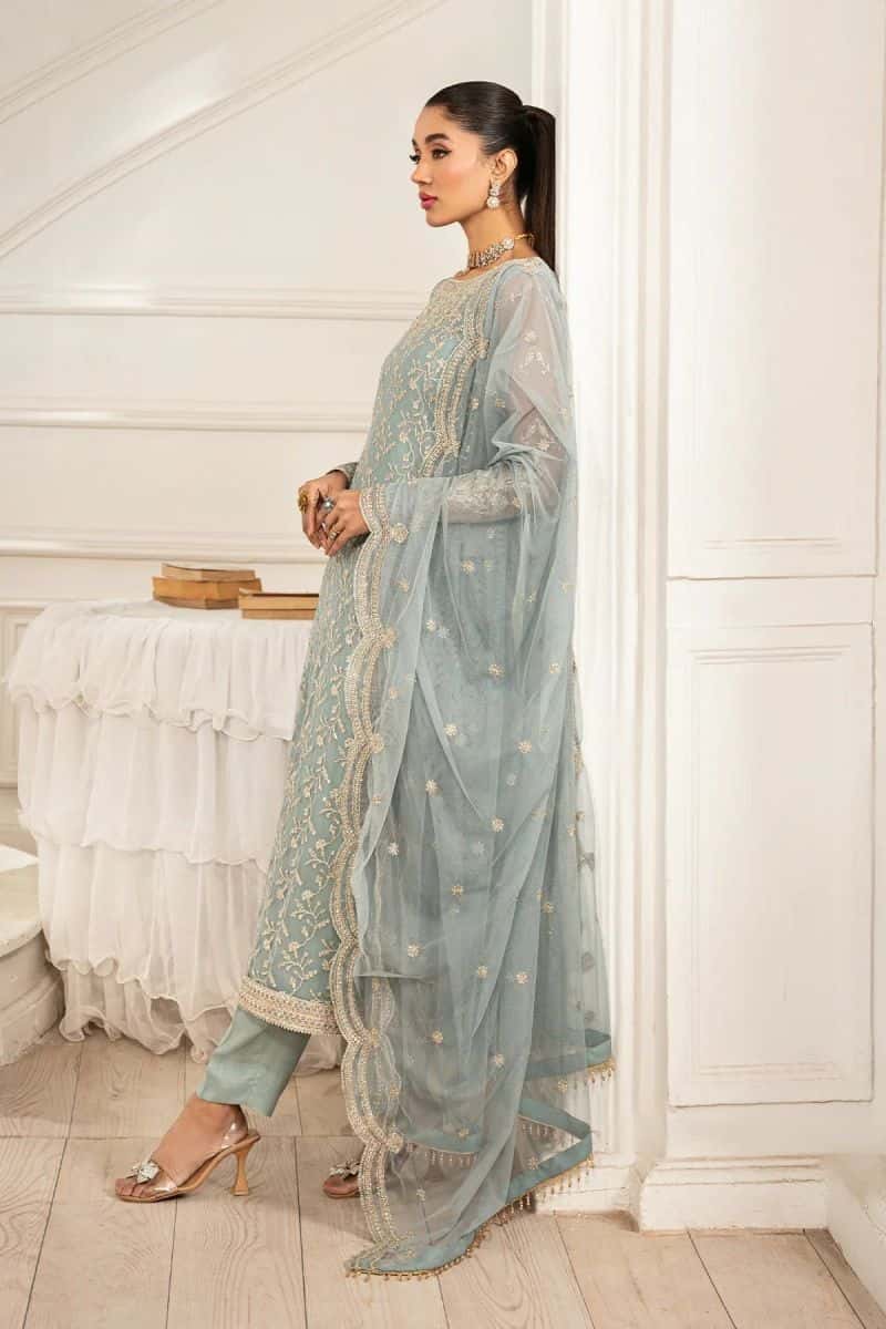 Embroidered Raw Silk Unstitched Suit (ZFE-01) - alternate view