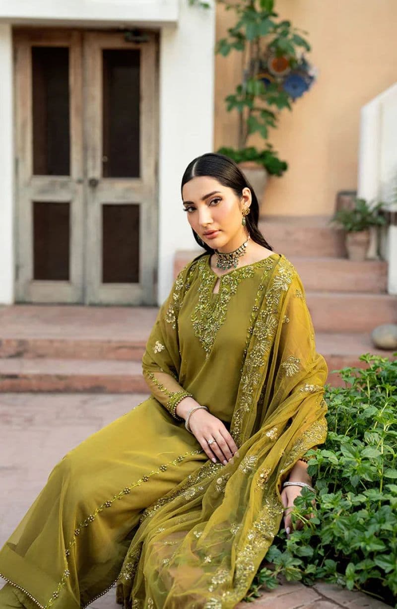Embroidered Raw Silk Unstitched Suit (HW-06) thumbnail