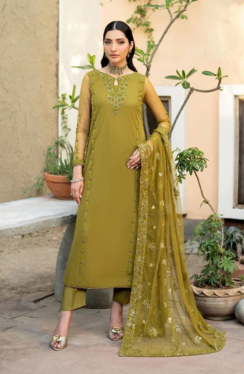 Embroidered Raw Silk Unstitched Suit (HW-06) thumbnail