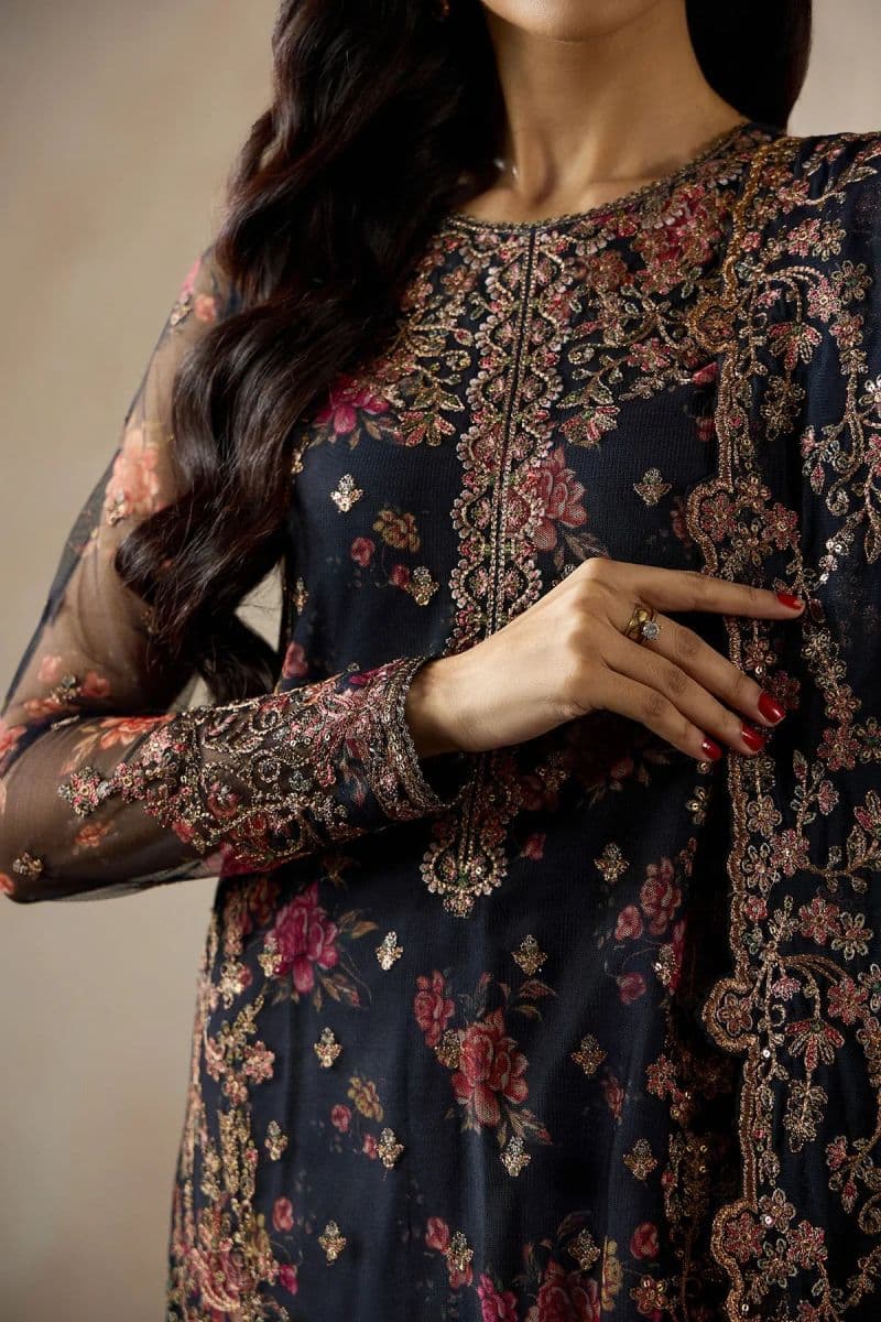 Embroidered Raw Silk Unstitched Suit (PE-01) thumbnail