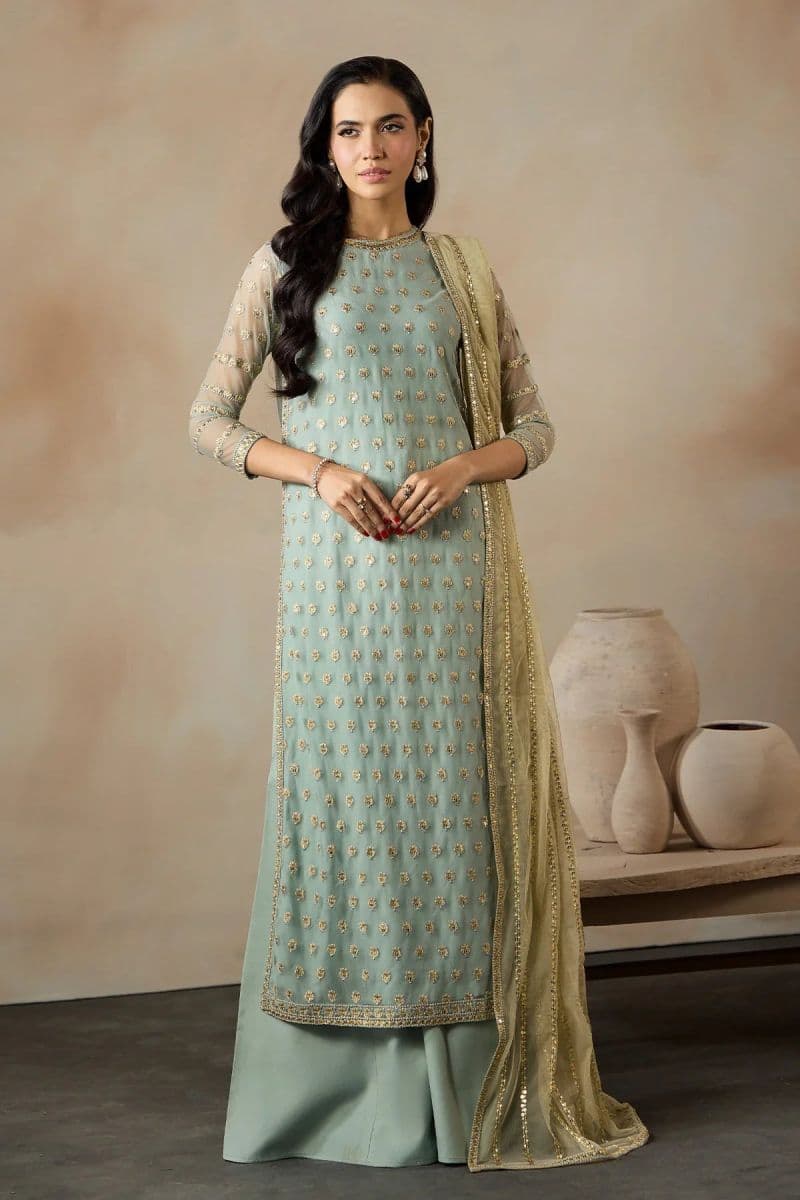 Embroidered Raw Silk Unstitched Suit (DK-02) thumbnail