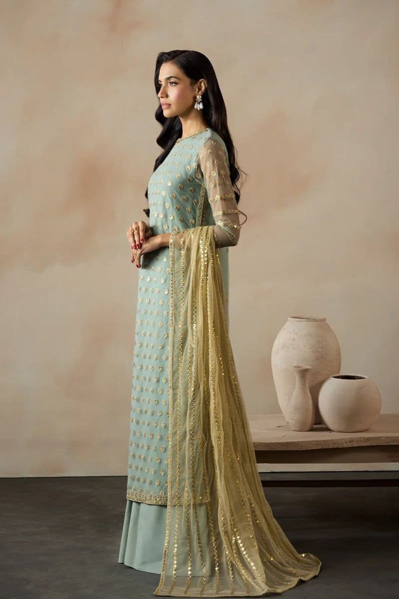 Embroidered Raw Silk Unstitched Suit (DK-02) thumbnail