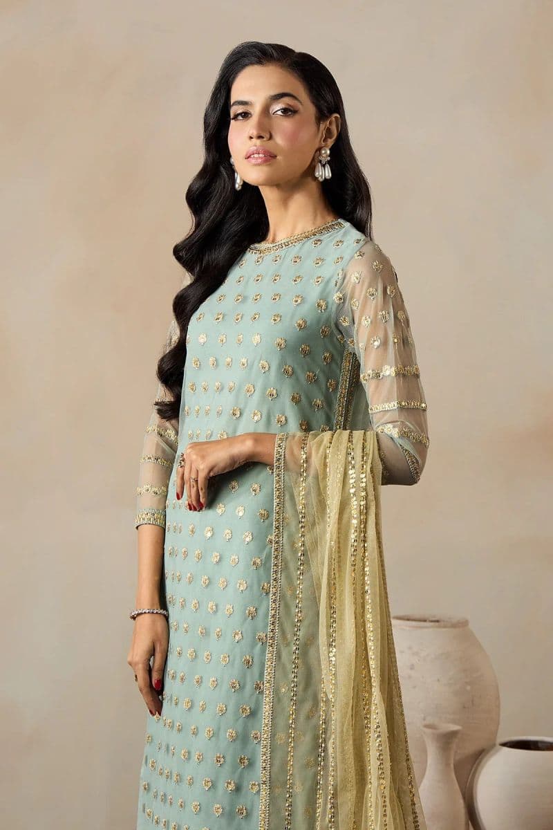 Embroidered Raw Silk Unstitched Suit (DK-02) thumbnail