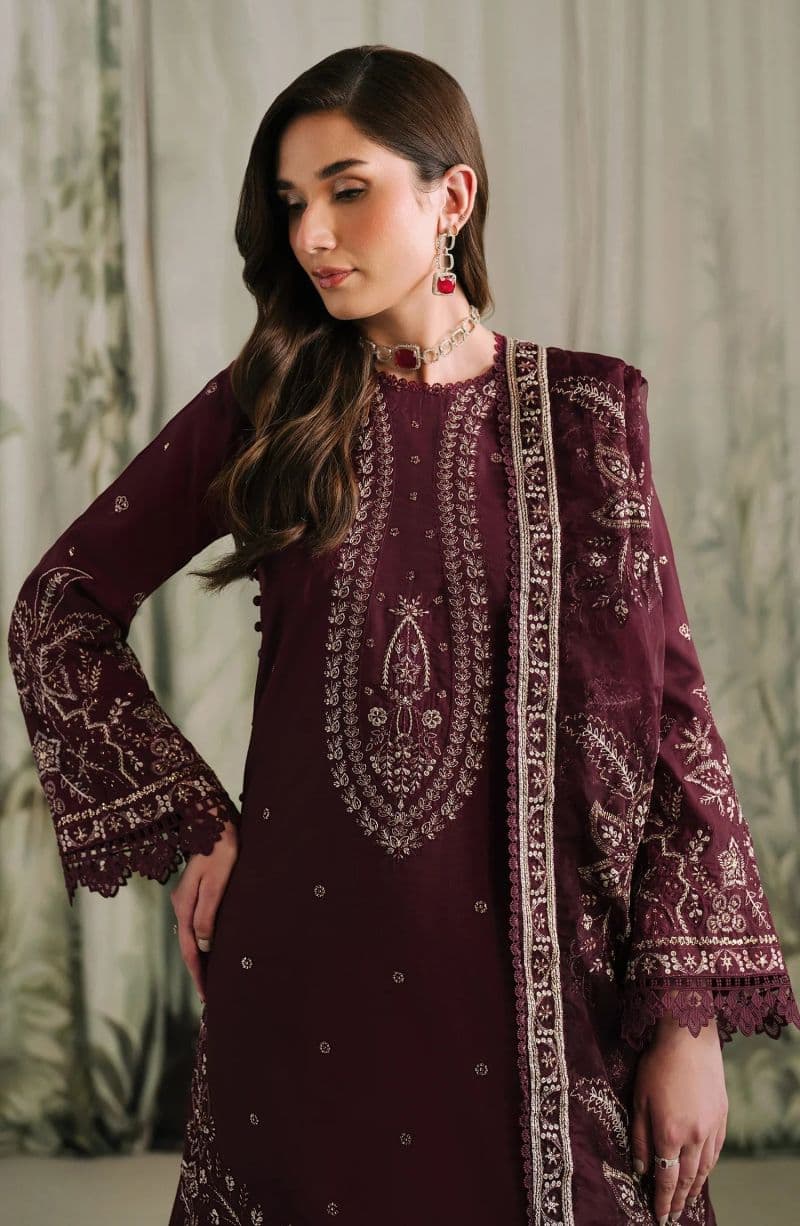 Embroidered Raw Silk Unstitched Suit (RW-04) thumbnail