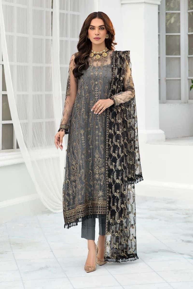 Embroidered Raw Silk Unstitched Suit (ZDL-03)